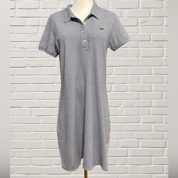 Lacoste Dresses & Skirts - Lacoste Slim Fit Polo Dress Navy White Stripe Tennis Preppy Size 40 US M